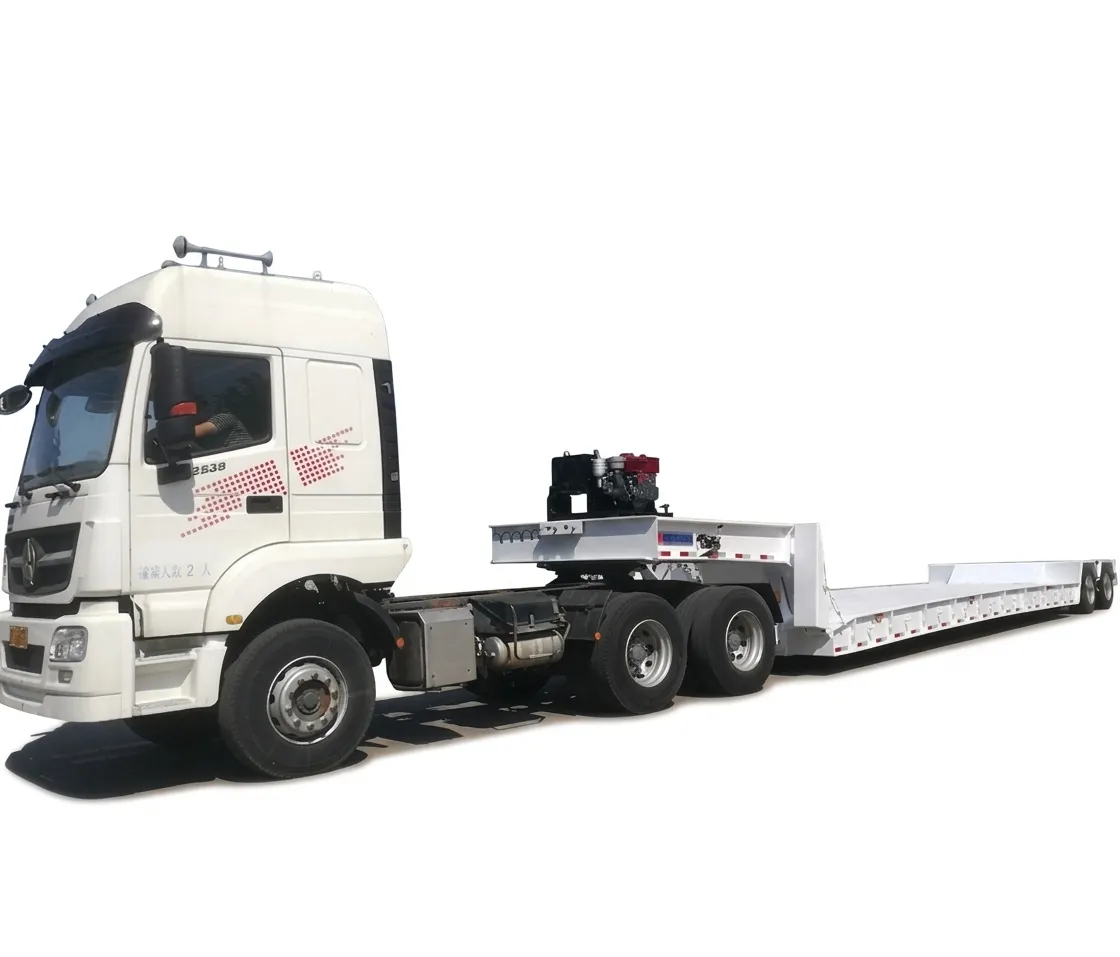 Semitrailer Lowboy Gooseneck Dapat Dilepas Pemuatan 80 Ton